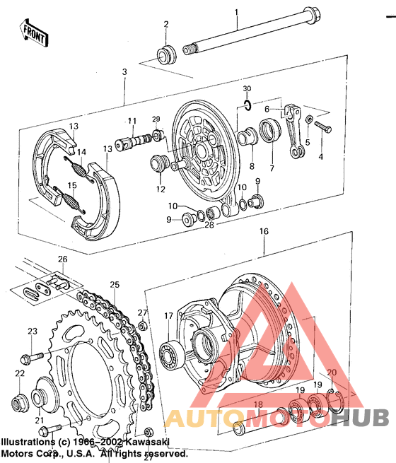 Rear hub/brake/chain