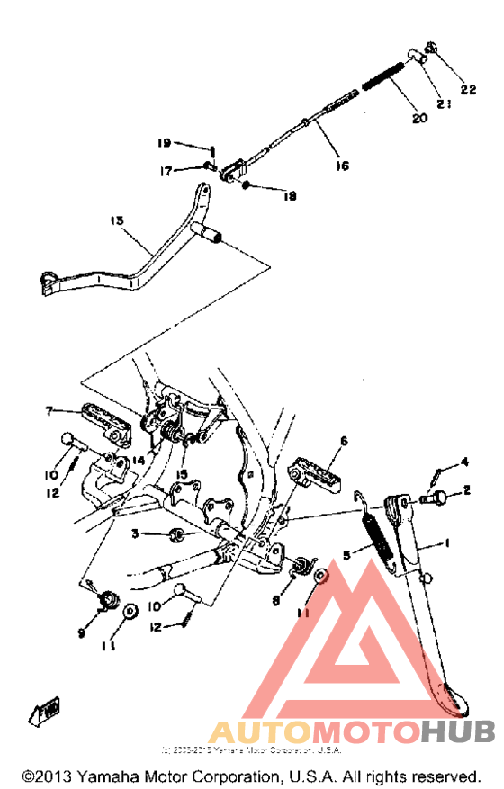 Stand footrest brake pedal