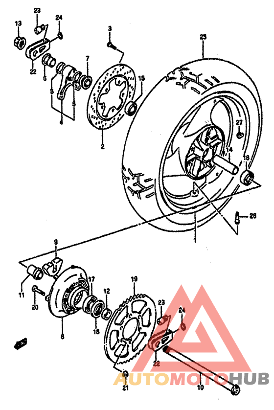Rear wheel complete assy