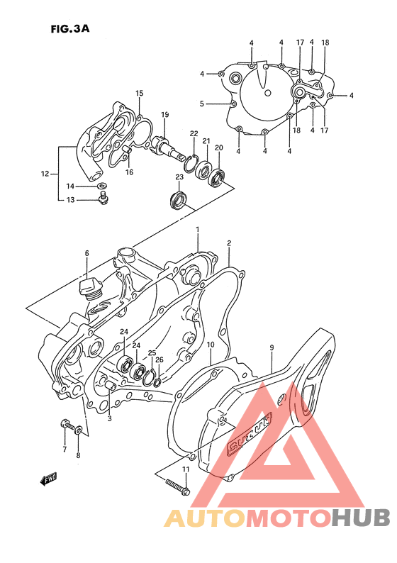 Crankcase cover- water pump