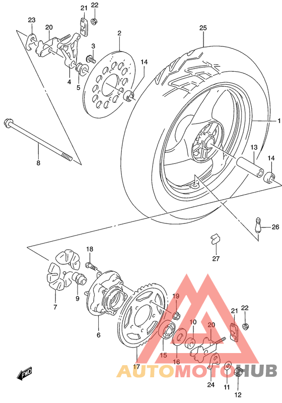 Rear wheel complete assy