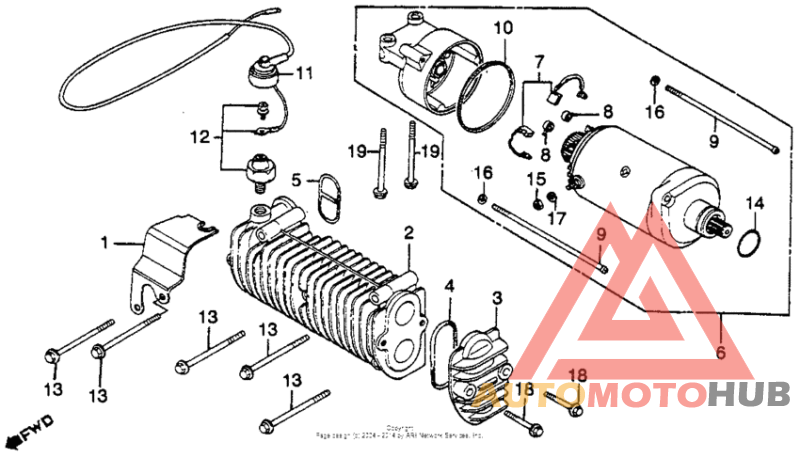 Starter motor + oil cooler