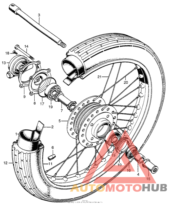 Cb350g front wheel + axle