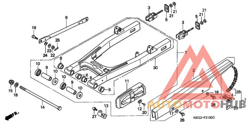 Rear swing arm/chain case