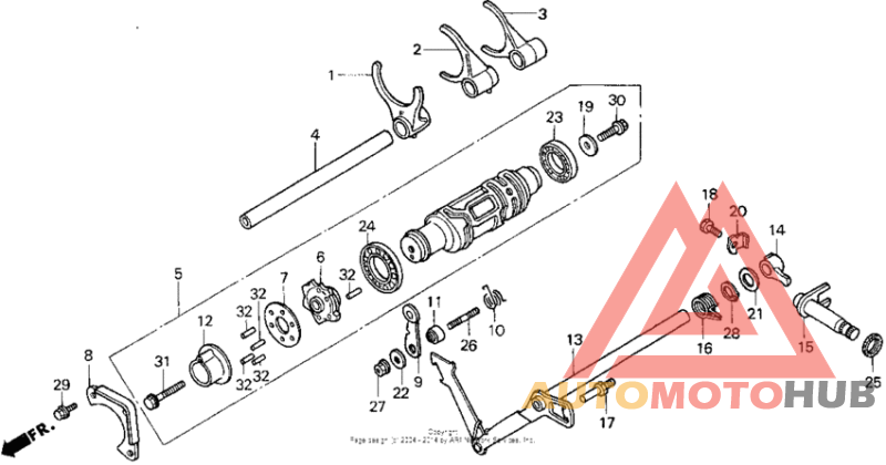 Shift drum + shift fork