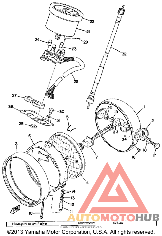Head lamp - speedometer