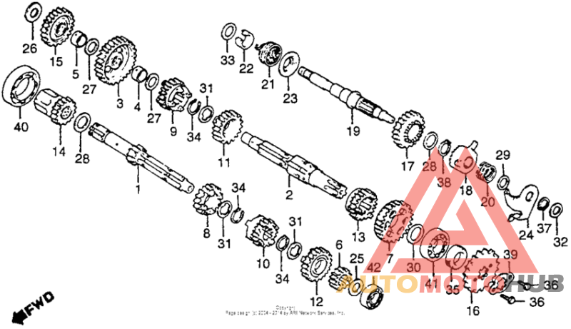 Transmission + kick starter spindle