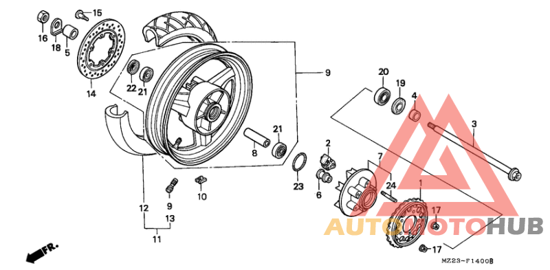 Rear wheel complete assy