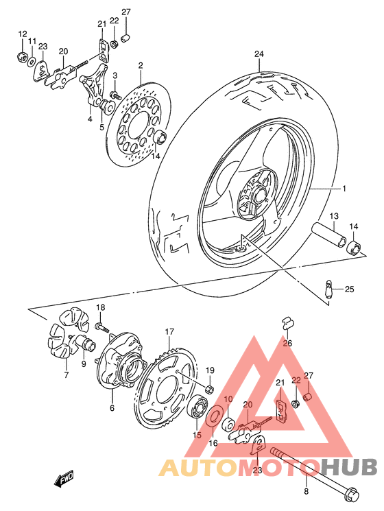 Rear wheel complete assy
