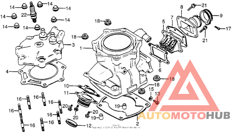 Cylinder head + cylinder + reed valve 83