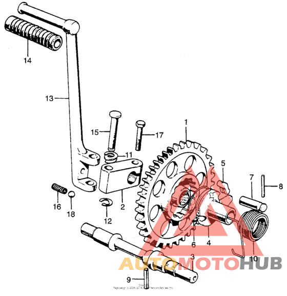 Kick starter + spindle