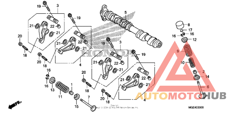 Camshaft + valve (fr.)