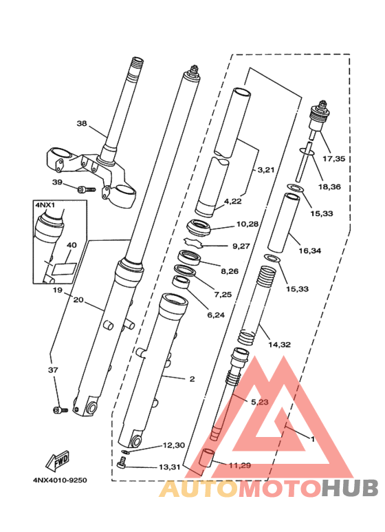 Front fork assy(ur silv