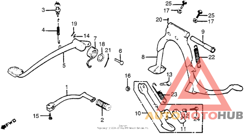 Gearshift pedal + brake pedal + mainstand