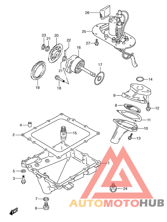 Oil pan - oil pump - fuel pump