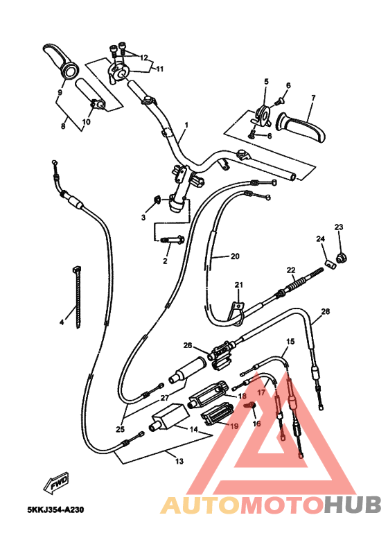 Рулевой рычаг и кабель