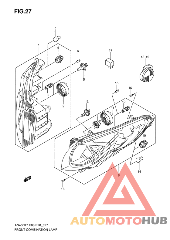 Front combination lamp