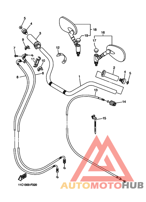 Рулевой рычаг и кабель