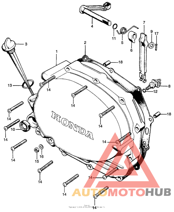 Right crankcase cover + clutch lever