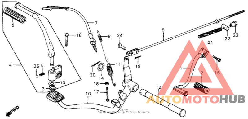 Pedal + kick starter arm