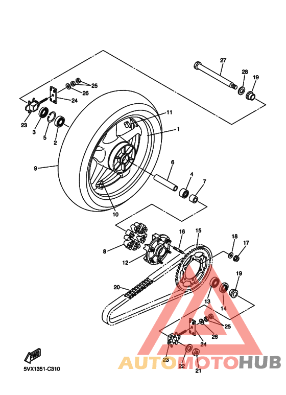 Rear wheel complete assy