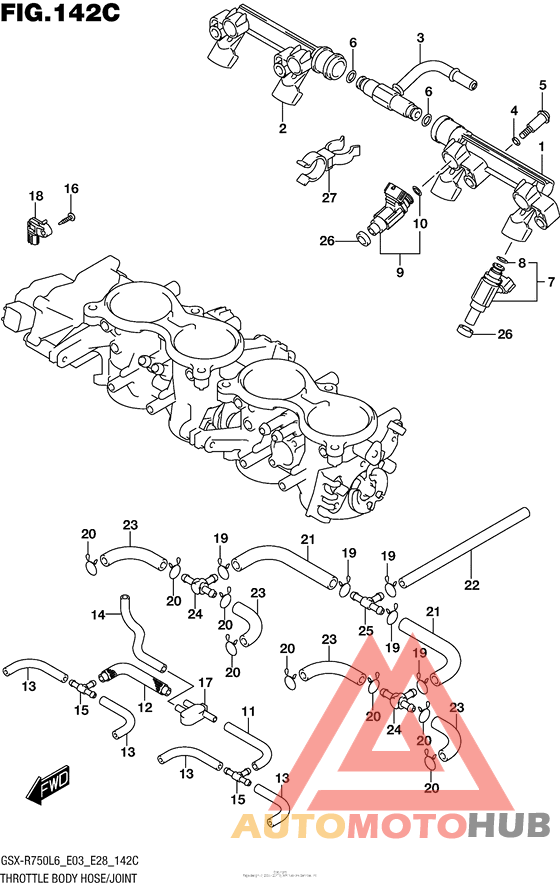 Throttle Body Hose/joint (Gsx-R750L6 E33)