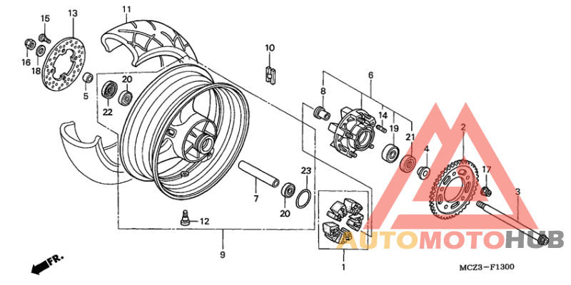 Rear wheel complete assy