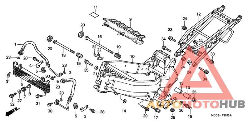 Frame body/oil cooler
