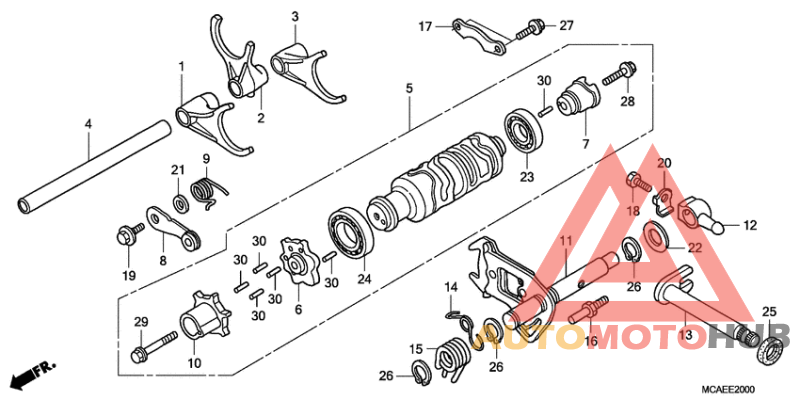 Gearshift drum/shift fork