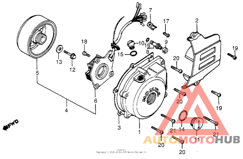 Left crankcase cover + alternator