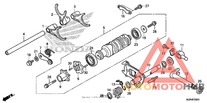 Shift drum + shift fork