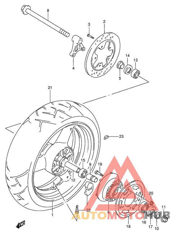 Rear wheel complete assy