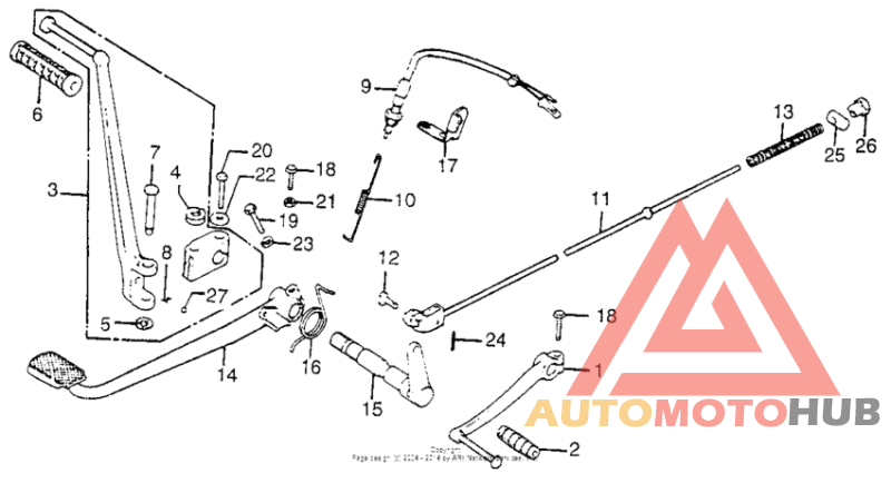Change pedal + brake pedal + kick arm