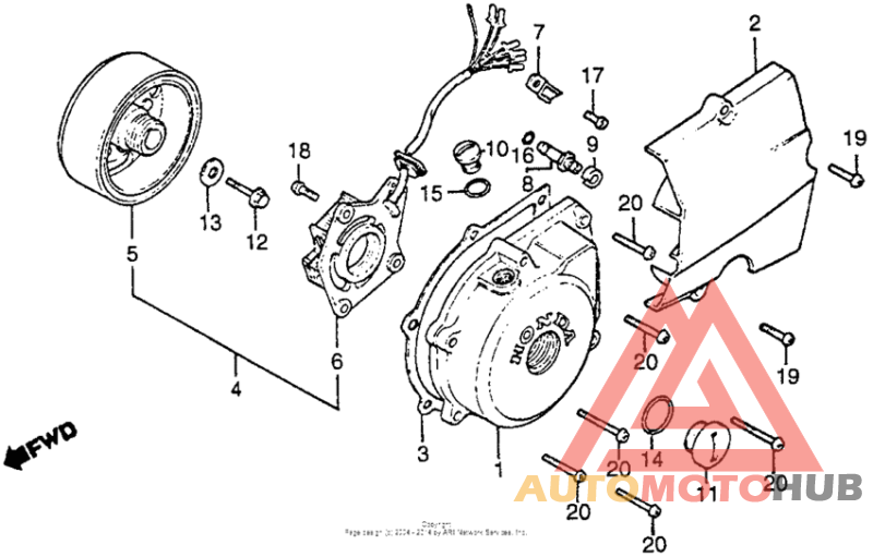 Left crankcase cover + alternator