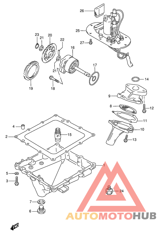 Oil pan - oil pump - fuel pump