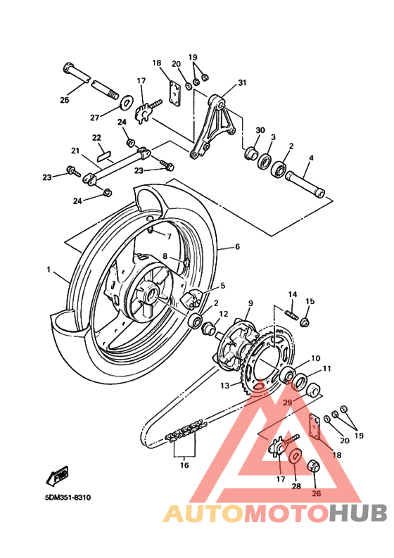Rear wheel complete assy