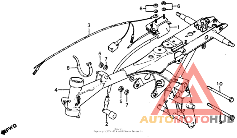 Frame + ignition coil + wire harness