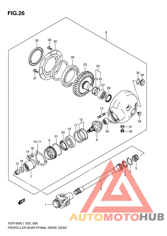 Propeller shaft/final drive gear