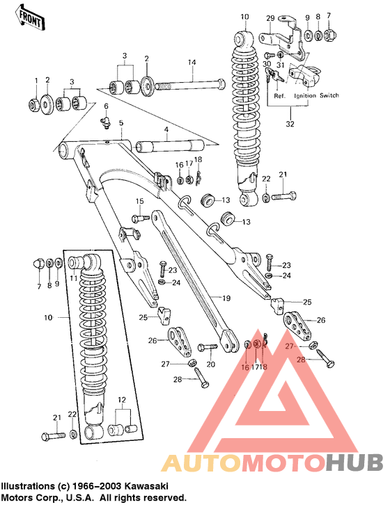 Swing arm/shock absorbers