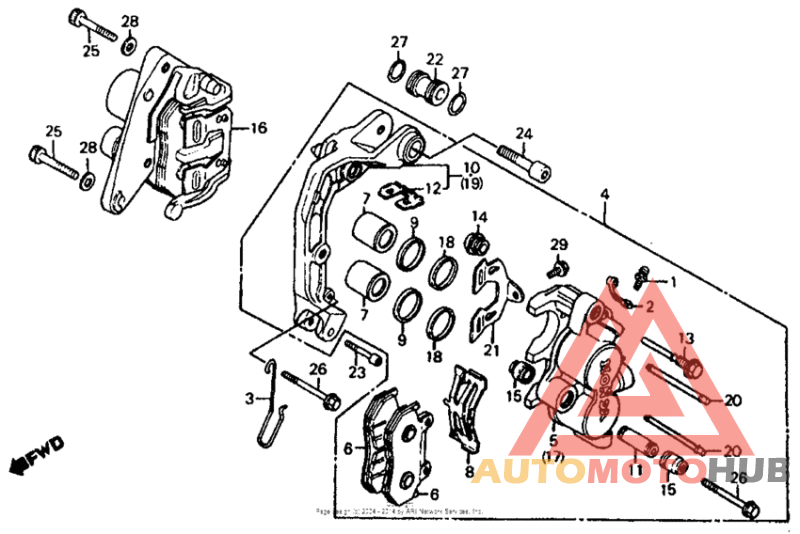 Front brake caliper 85-86
