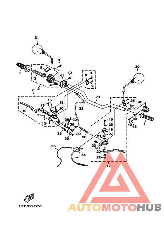 Рулевой рычаг и кабель