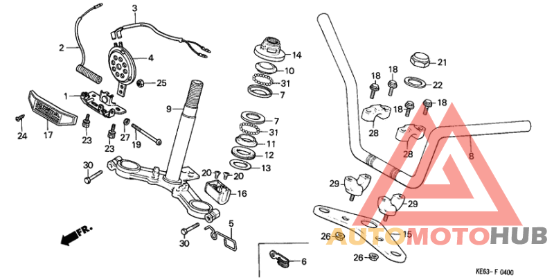 Handle pipe/top bridge/ steering stem
