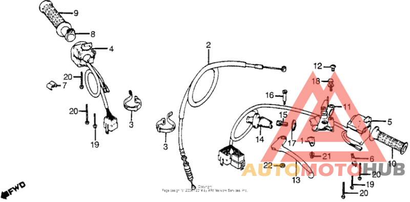 Control levers + switch + cable