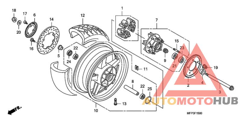 Rear wheel complete assy