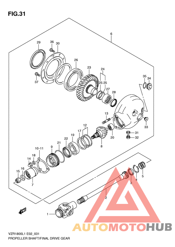 Propeller shaft/final drive gear