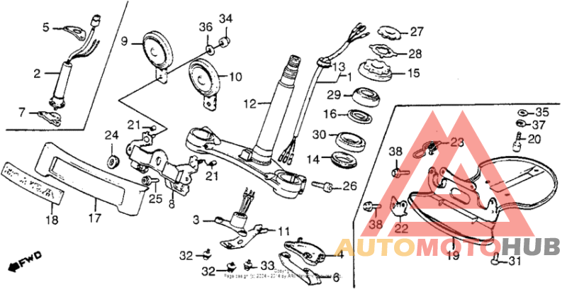 Steering stem + horn