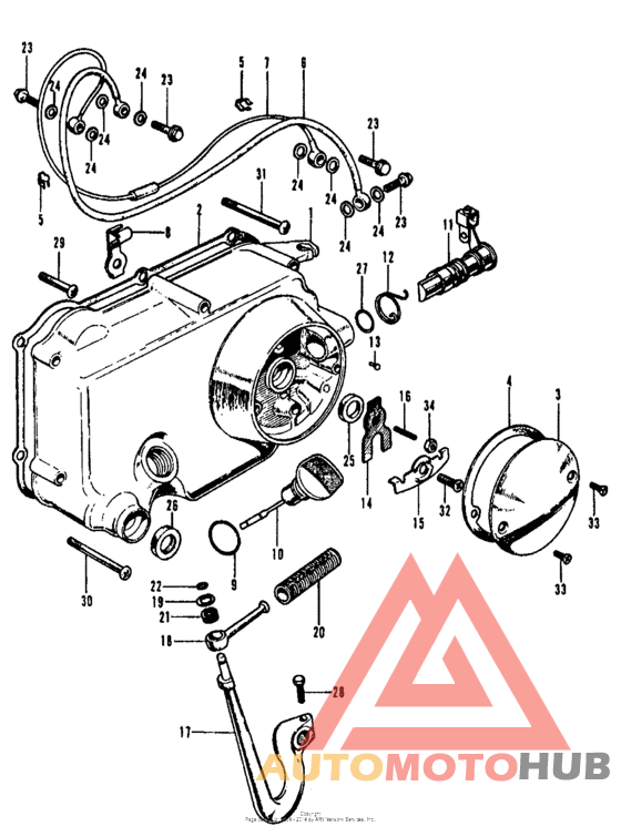 Right crankcase cover + oilpipe