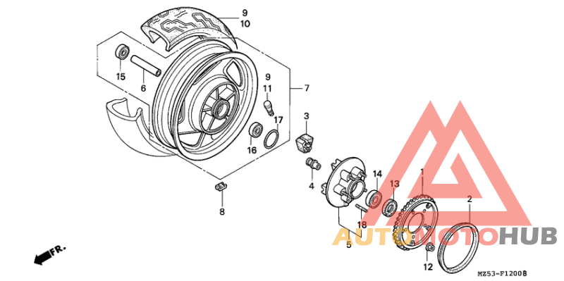Rear wheel complete assy