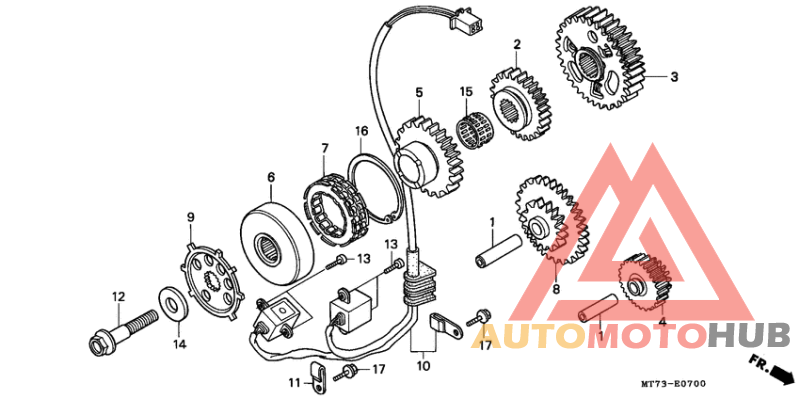 Pulse generator/ starting clutch