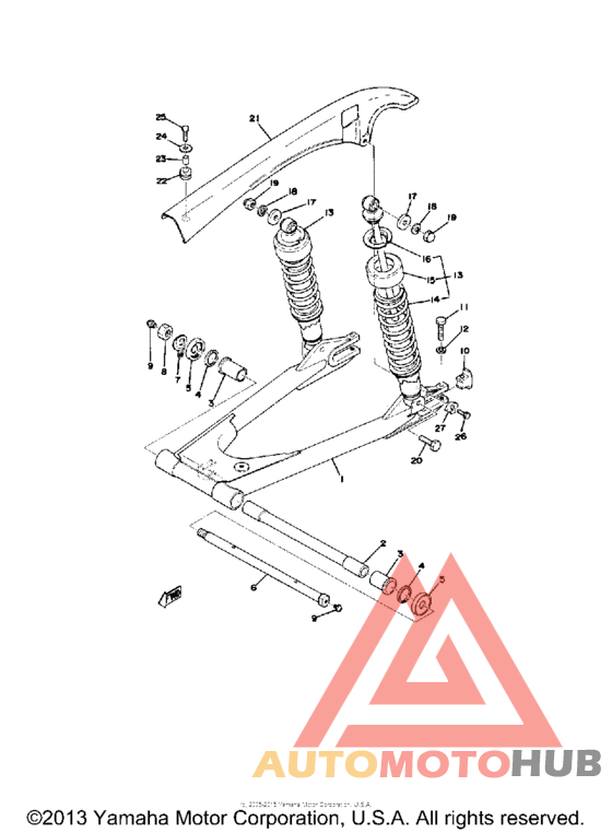 Rear arm - rear cushion - chain case